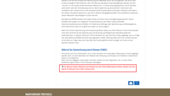 Opt-Out-Klick bei Datenschutzerklärung