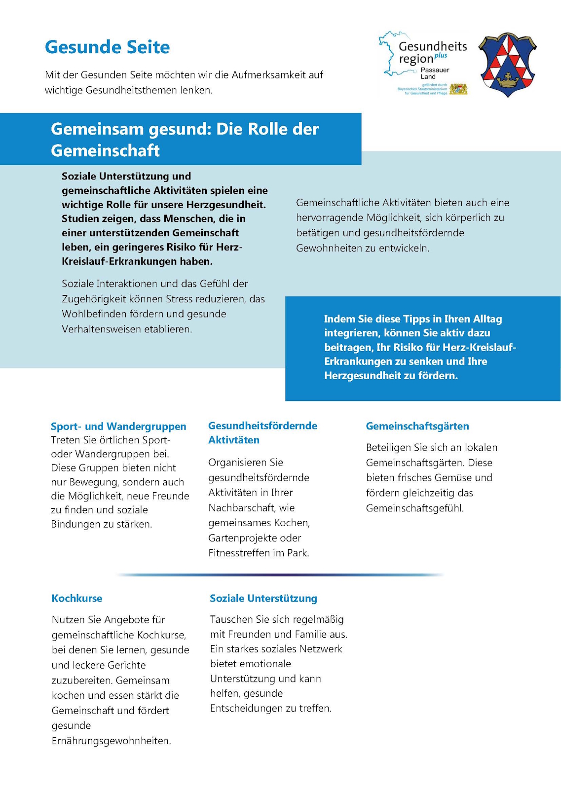 Gesunde Seite Teil 5 Gemeinschaft